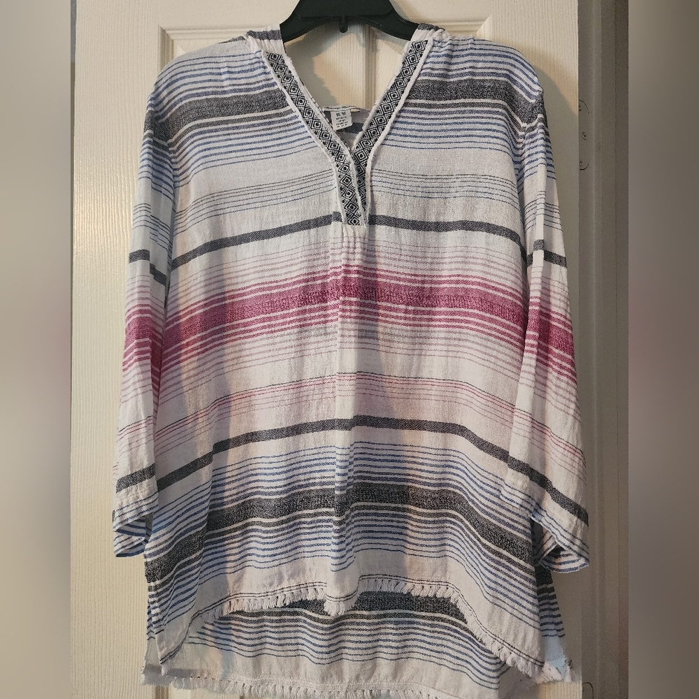 TOMMY BAHAMA Rainfall Stripe Baja Linen Hooded Pullover
